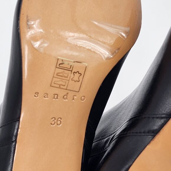 Sandro Jily Smooth Leather Black Tall Heeled Boots Size 36 EU NEW - Picture 8 of 15